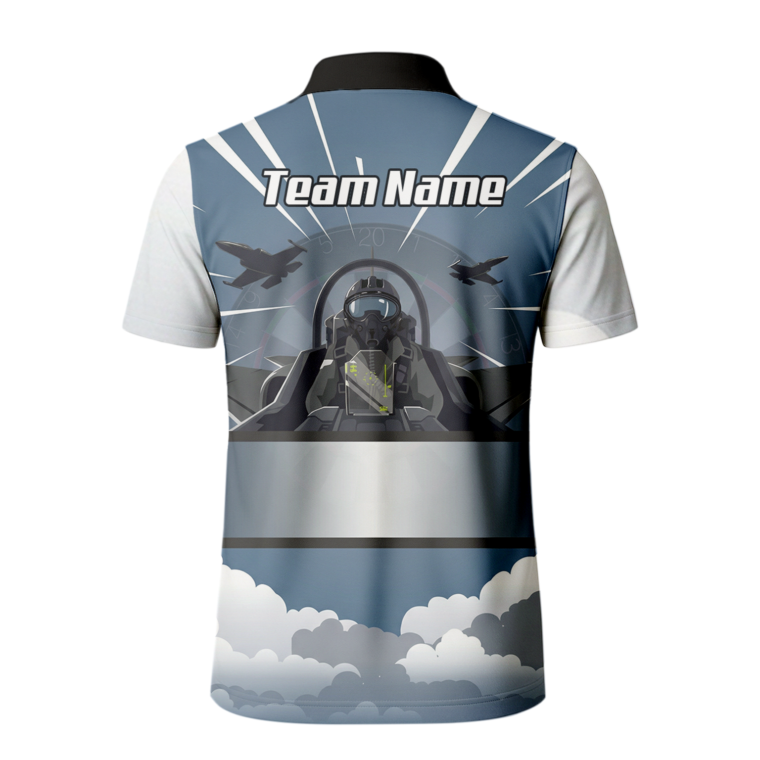 Personalised Fighter Jet Dart Jersey Polo and Zipper Blue Grey White For Men Custom Aviation Pilot Design K8201