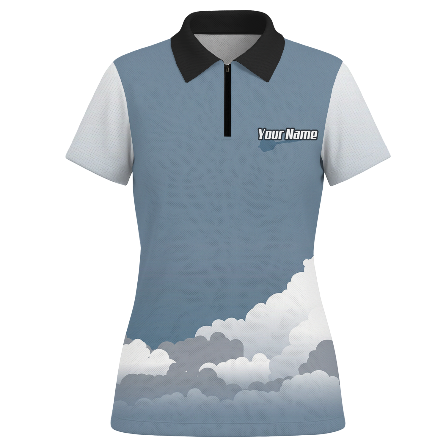 Personalised Fighter Jet Dart Jersey Polo and Zipper Blue Grey White For Women Custom Aviation Pilot Design K8201 - Polo -w Zipper Yes