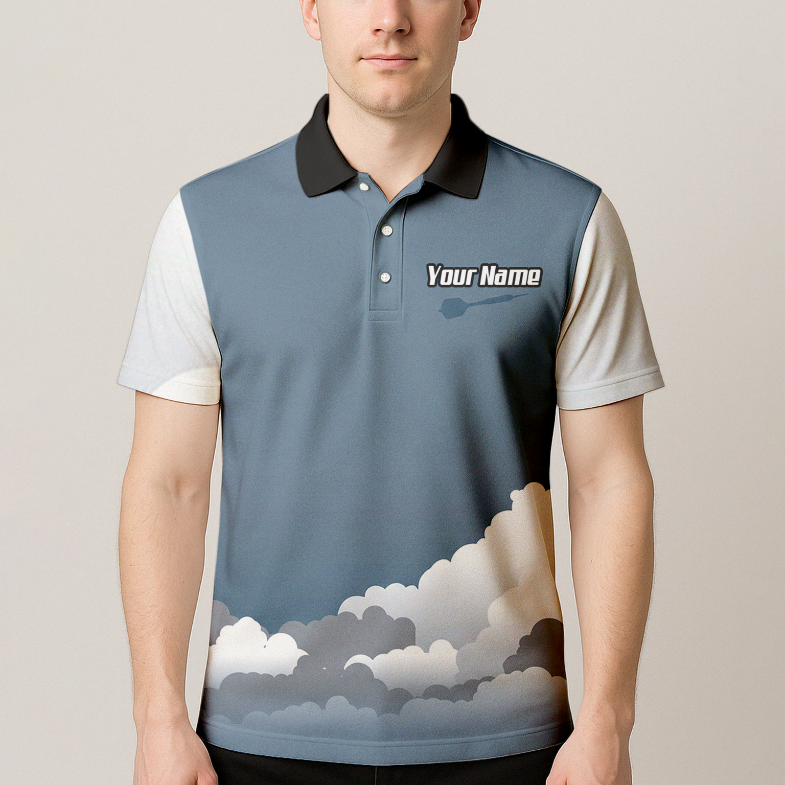 Personalised Fighter Jet Dart Jersey Polo and Zipper Blue Grey White For Men Custom Aviation Pilot Design K8201