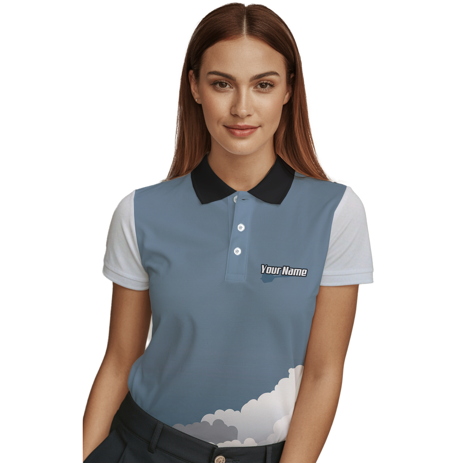 Personalised Fighter Jet Dart Jersey Polo and Zipper Blue Grey White For Women Custom Aviation Pilot Design K8201