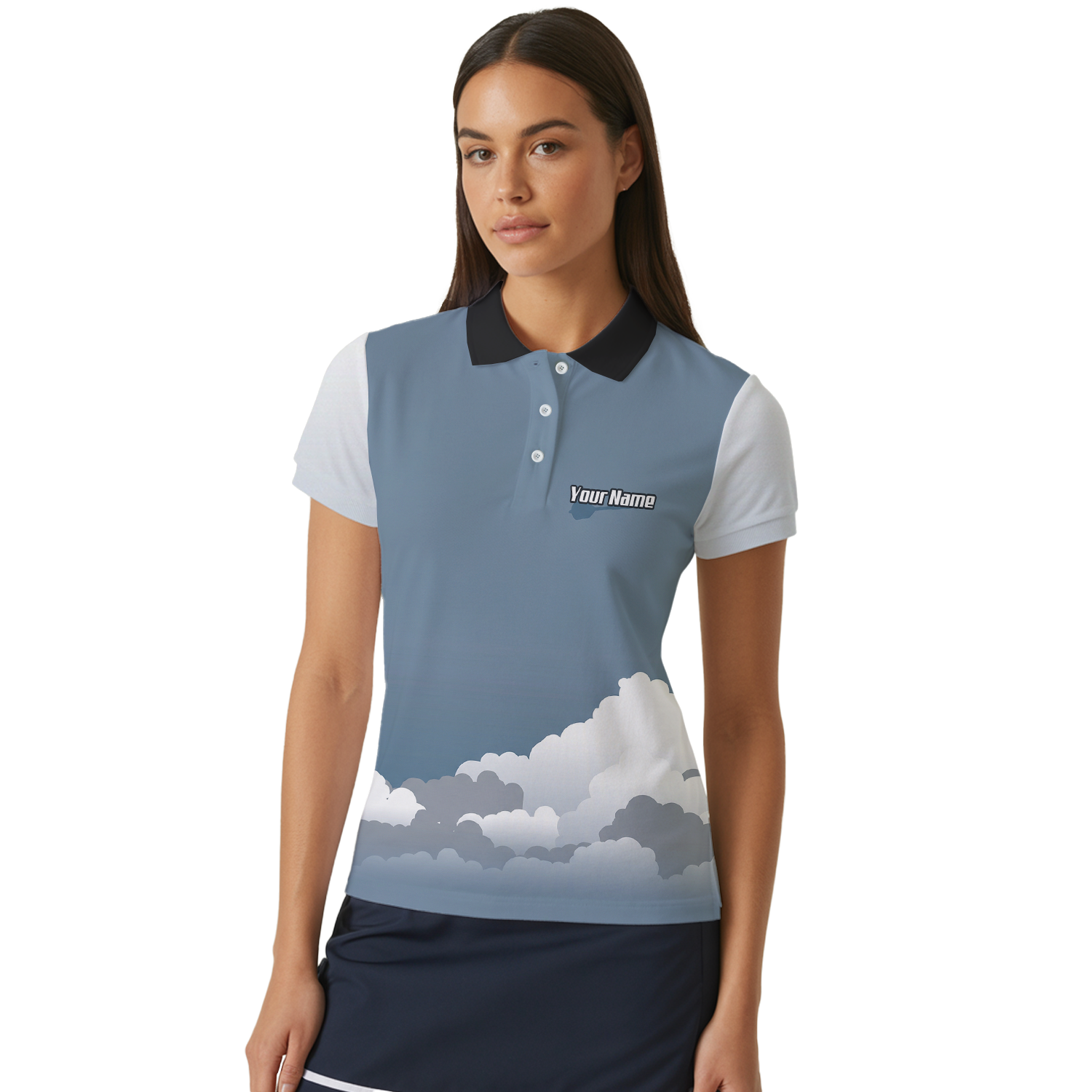 Personalised Fighter Jet Dart Jersey Polo and Zipper Blue Grey White For Women Custom Aviation Pilot Design K8201