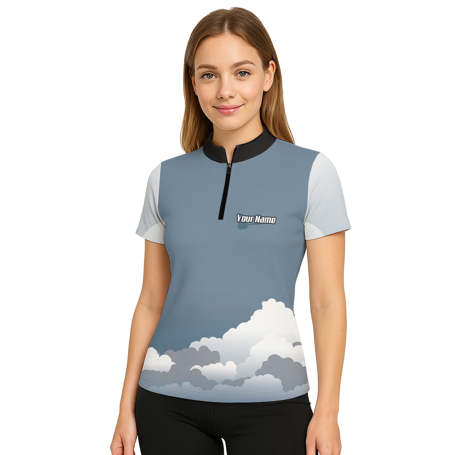 Personalised Fighter Jet Dart Jersey Polo and Zipper Blue Grey White For Women Custom Aviation Pilot Design K8201