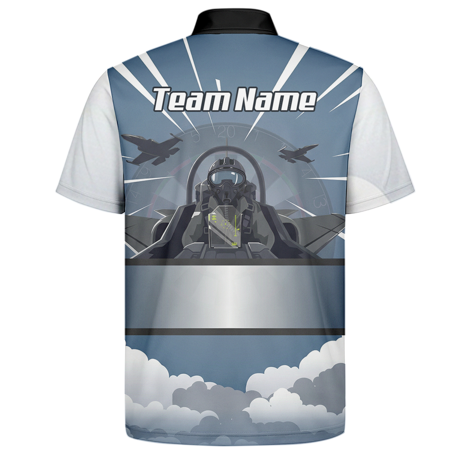 Personalised Fighter Jet Dart Jersey Polo and Zipper Blue Grey White For Men Custom Aviation Pilot Design K8201