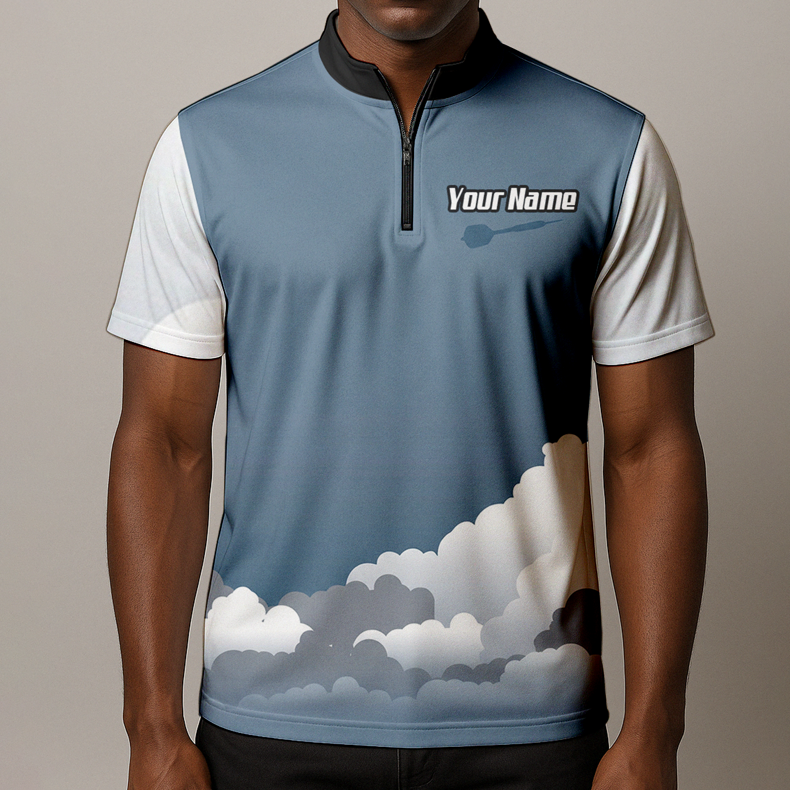 Personalised Fighter Jet Dart Jersey Polo and Zipper Blue Grey White For Men Custom Aviation Pilot Design K8201