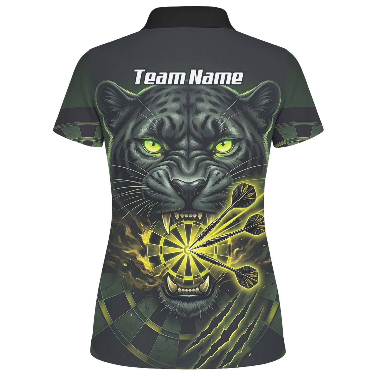 Personalised Black Panther Dart Jersey For Women Custom Name Darts Polo Shirt Green Black K8672