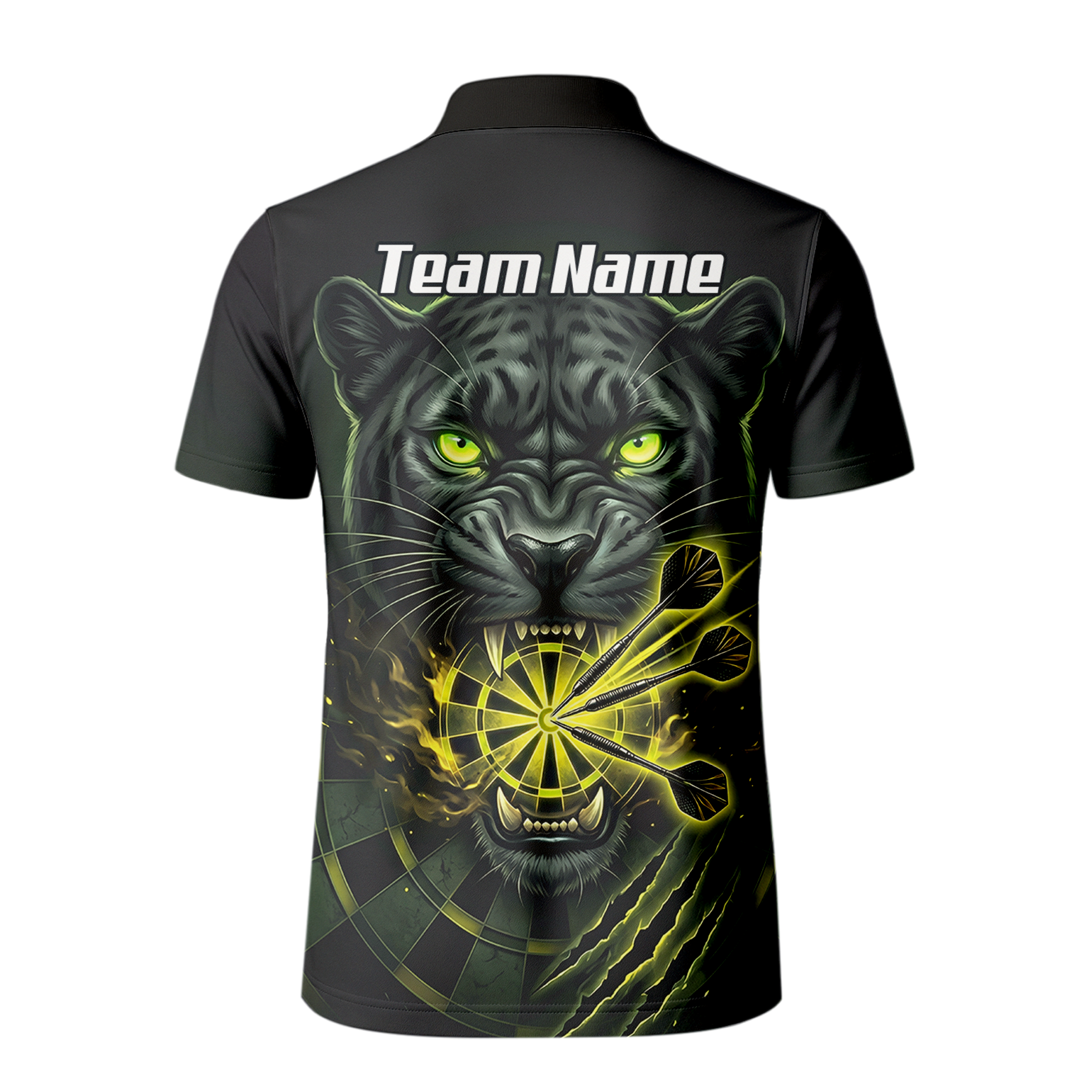 Personalised Black Panther Dart Jersey For Men Custom Name Darts Polo Shirt Green Black K8672