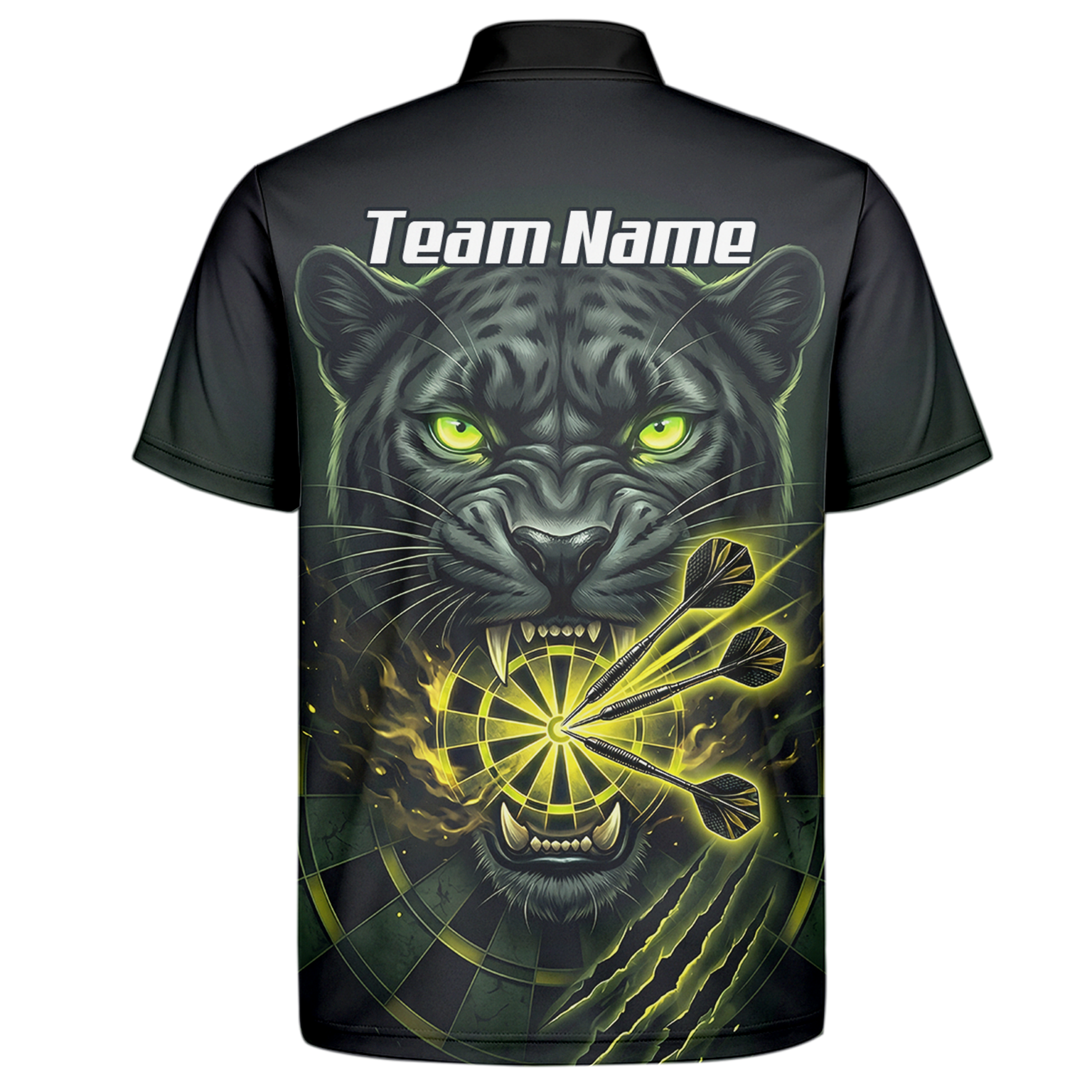 Personalised Black Panther Dart Jersey For Men Custom Name Darts Polo Shirt Green Black K8672