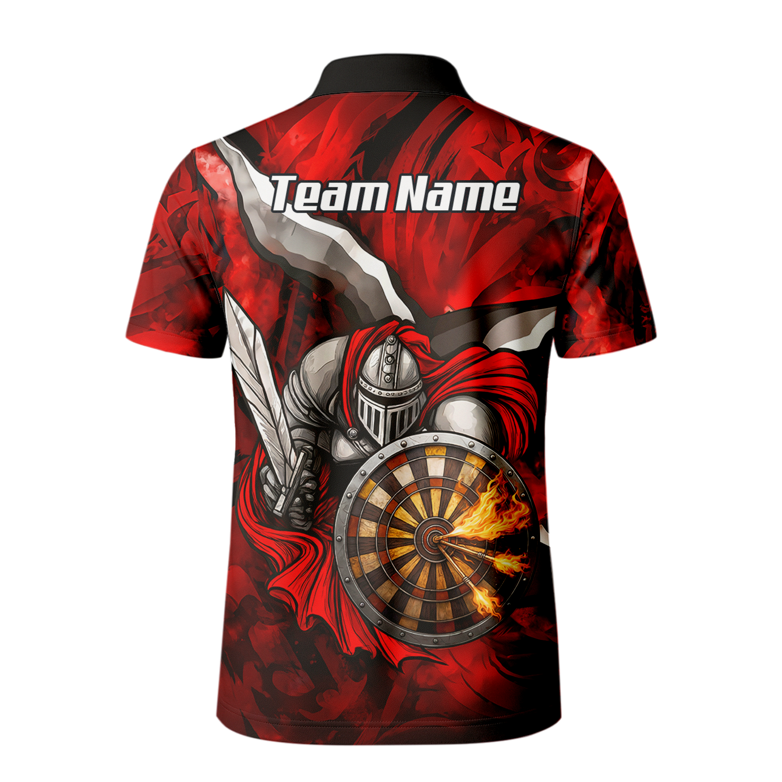 Personalised Knight Warrior Dart Jersey Red Black Polo and Zipper For Men KN1834