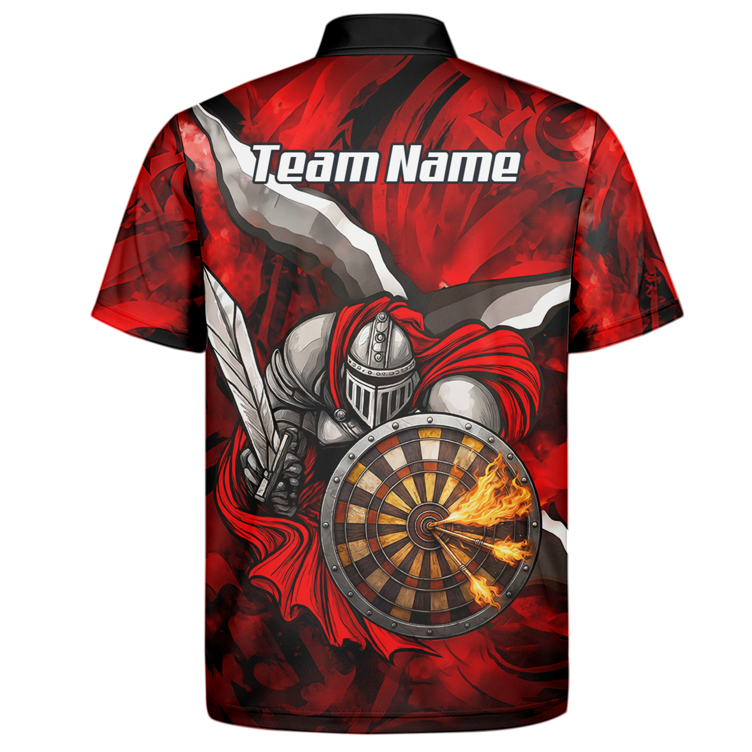 Personalised Knight Warrior Dart Jersey Red Black Polo and Zipper For Men KN1834