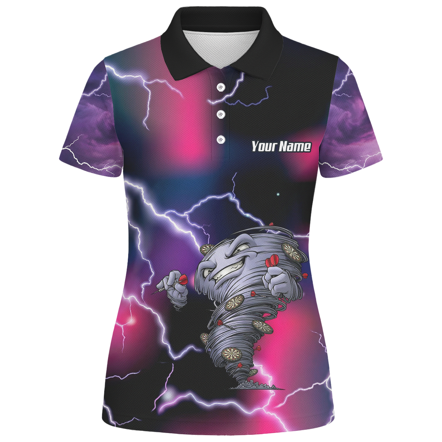 Personalised Hurricane Tornado Dart Jersey Polo and Zipper Purple Pink Lightning For Women L3159