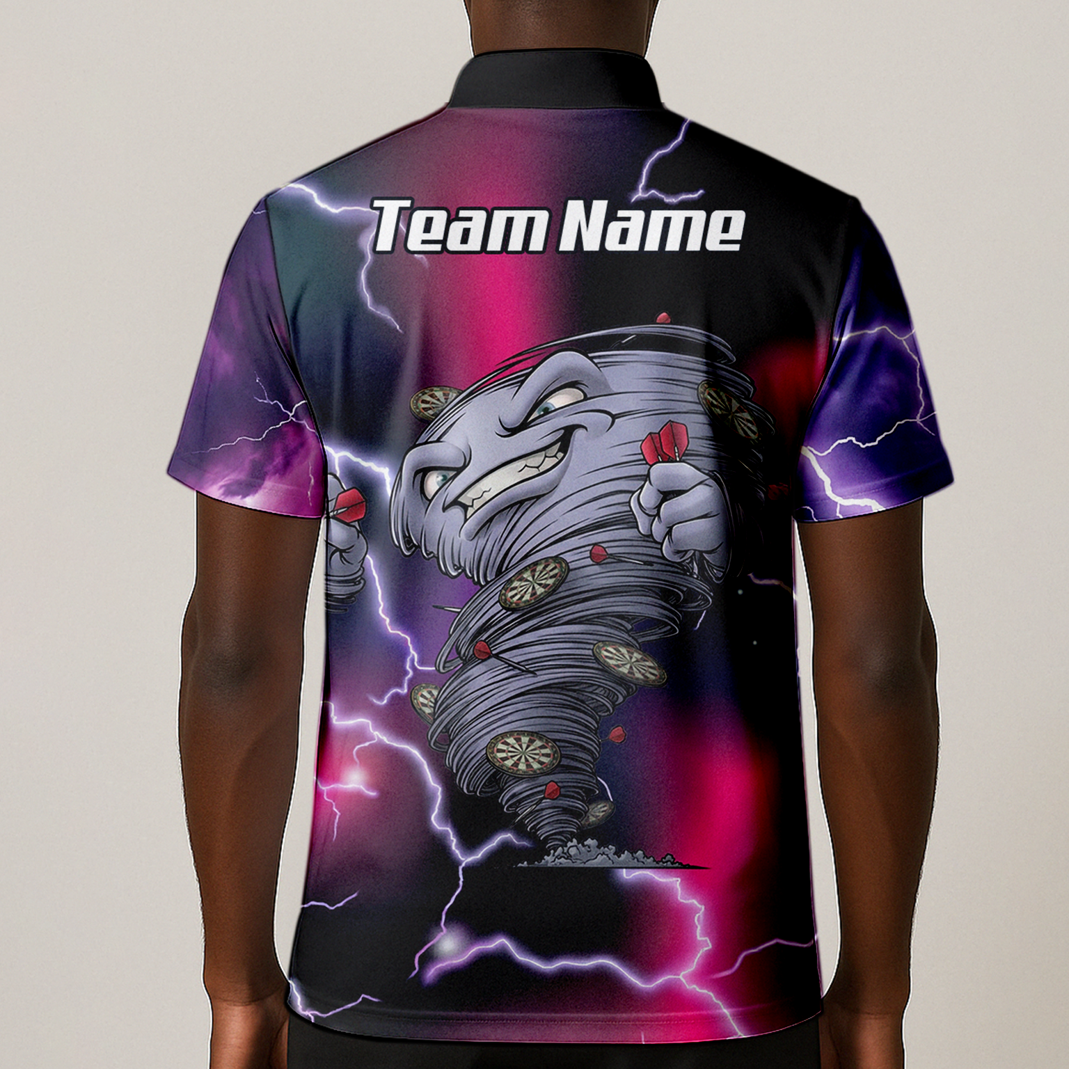 Personalised Hurricane Tornado Dart Jersey Polo and Zipper Purple Pink Lightning For Men L3159