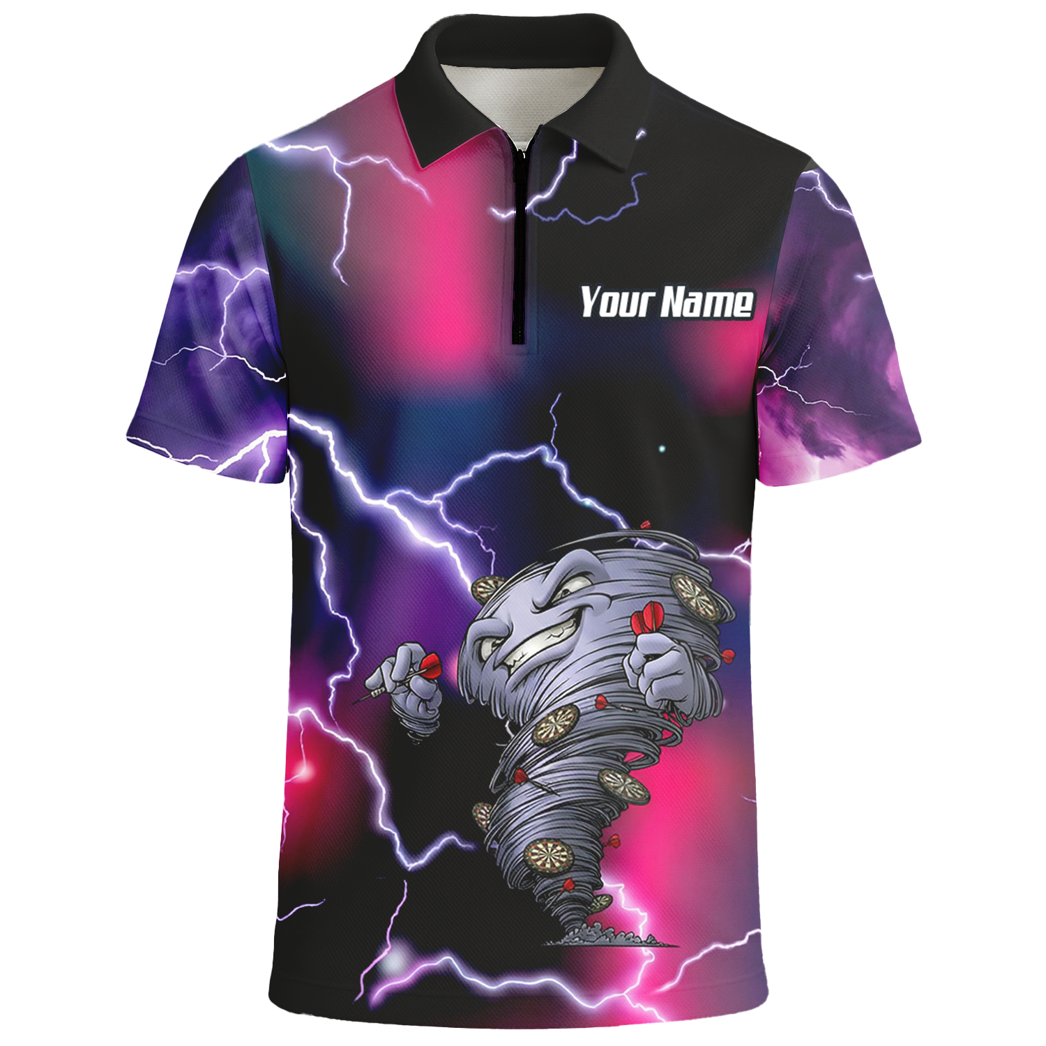 Personalised Hurricane Tornado Dart Jersey Polo and Zipper Purple Pink Lightning For Men L3159 - Polo -w Zipper Yes