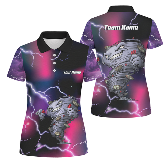Personalised Hurricane Tornado Dart Jersey Polo and Zipper Purple Pink Lightning For Women L3159 - Polo Yes