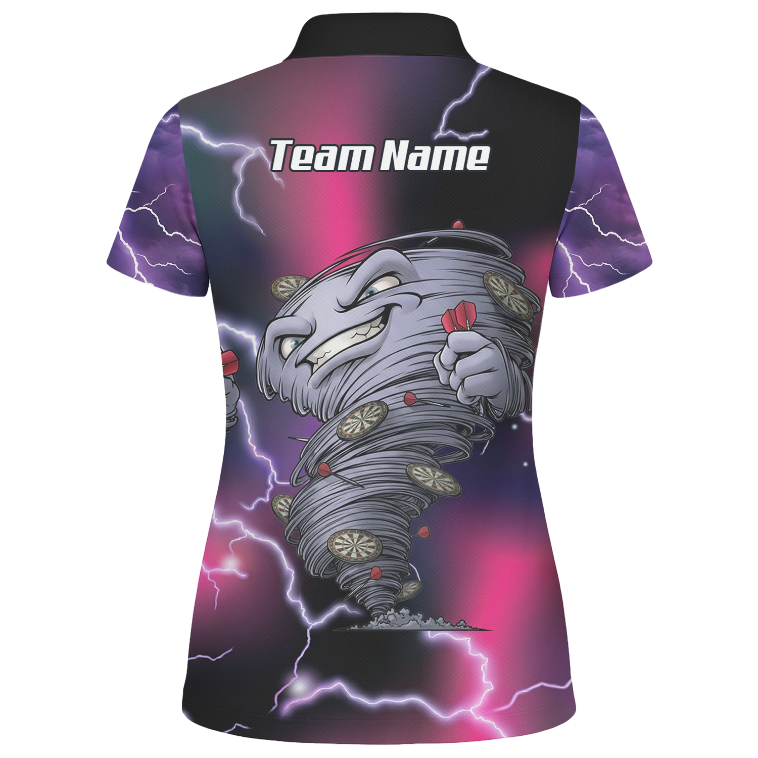 Personalised Hurricane Tornado Dart Jersey Polo and Zipper Purple Pink Lightning For Women L3159