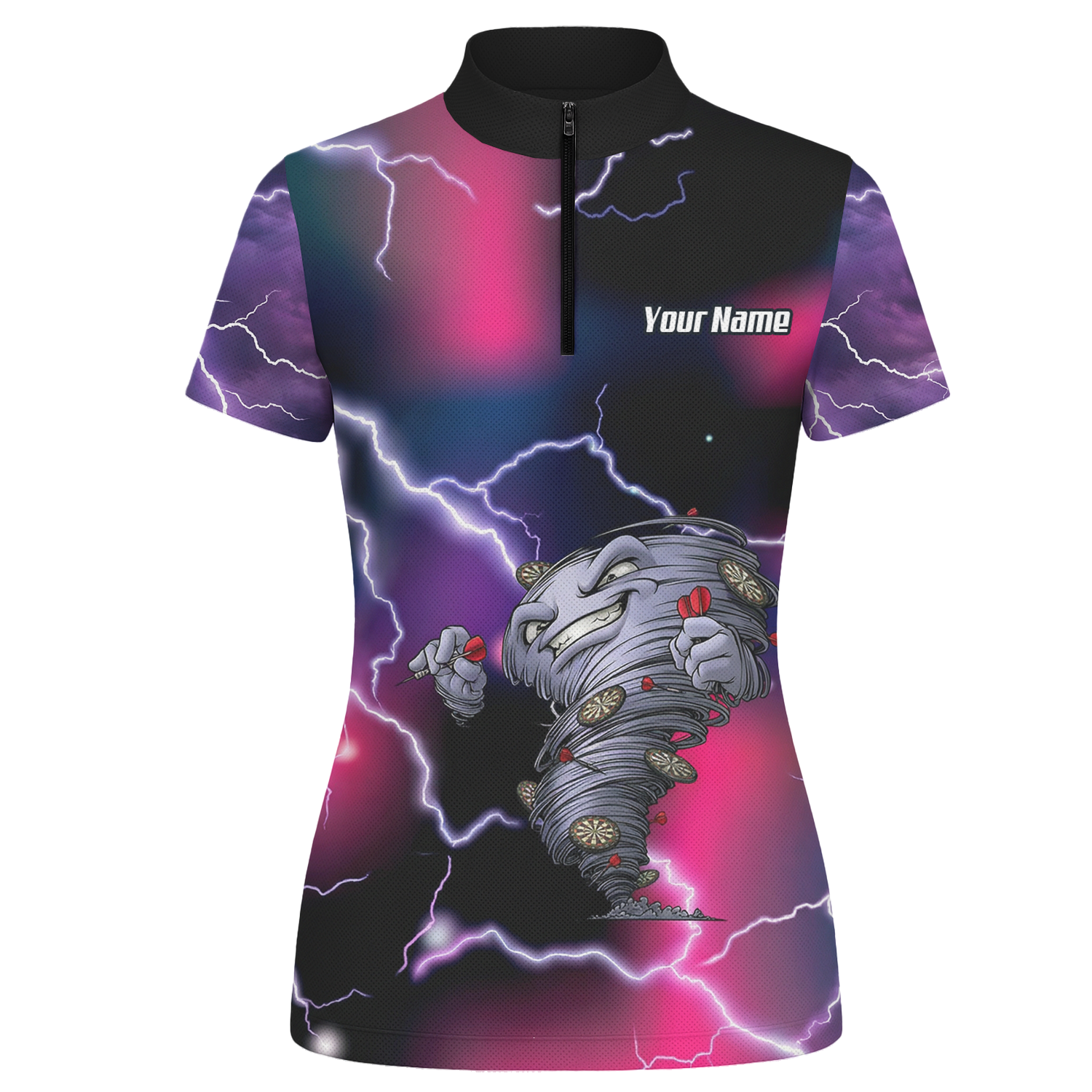 Personalised Hurricane Tornado Dart Jersey Polo and Zipper Purple Pink Lightning For Women L3159 - Zipper Yes