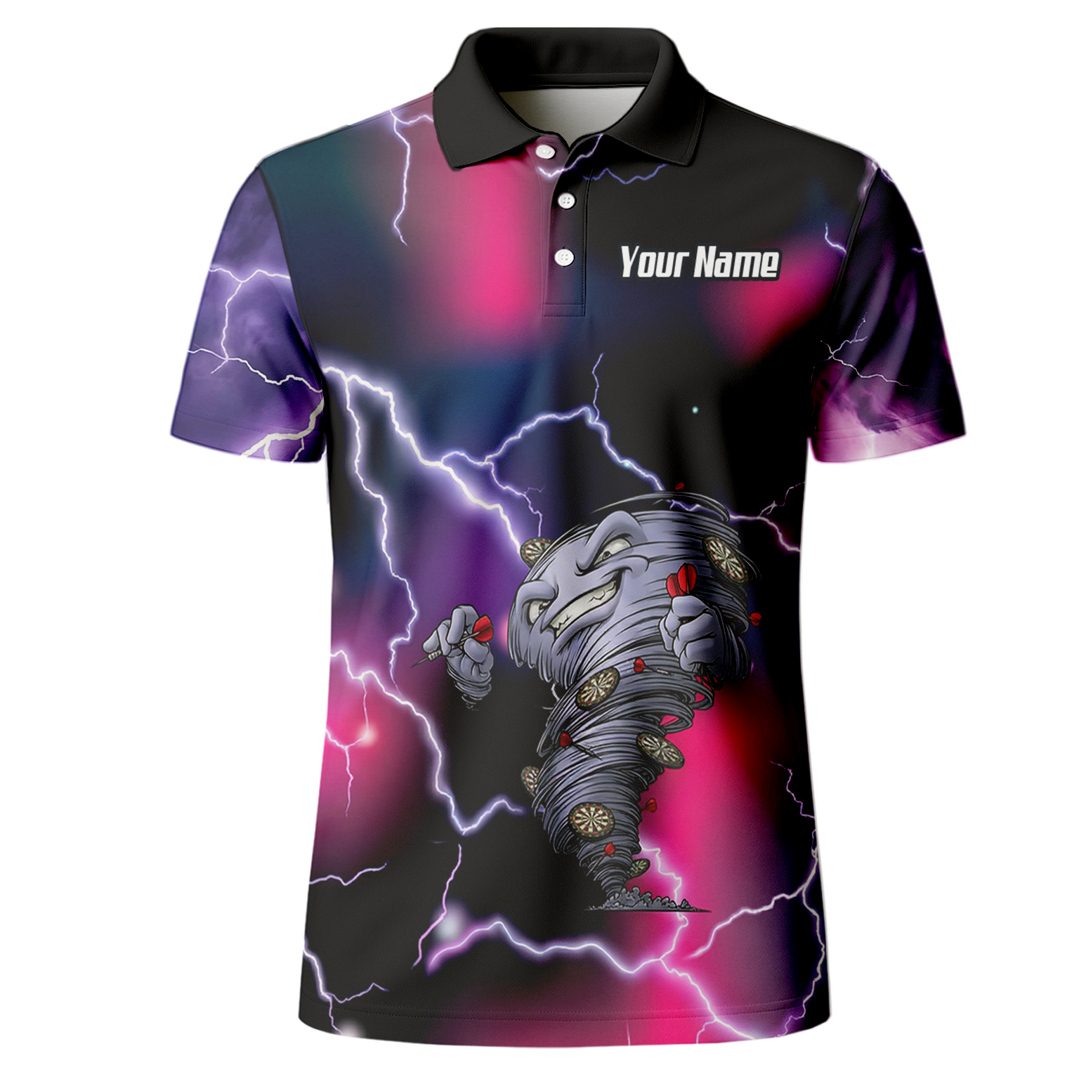 Personalised Hurricane Tornado Dart Jersey Polo and Zipper Purple Pink Lightning For Men L3159