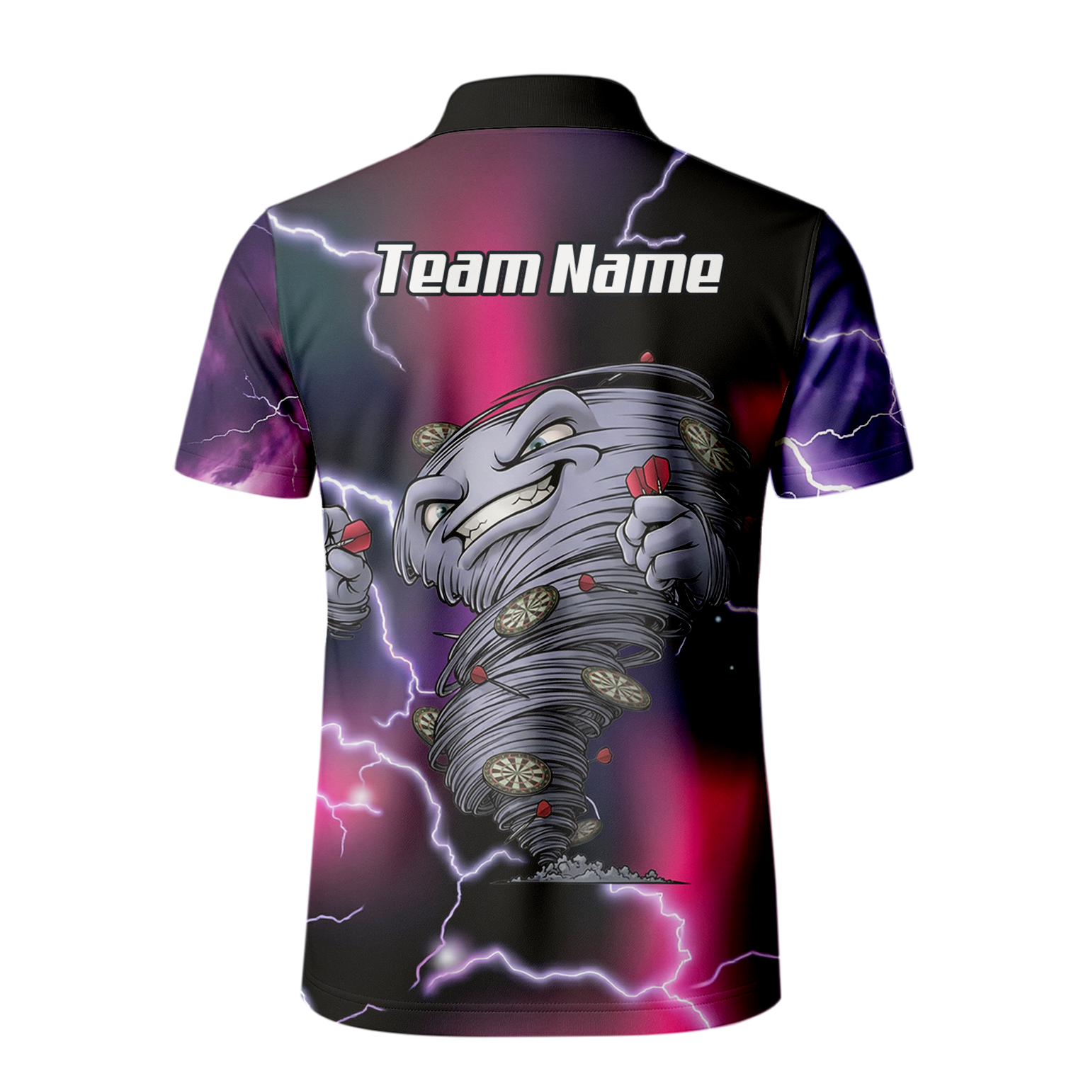 Personalised Hurricane Tornado Dart Jersey Polo and Zipper Purple Pink Lightning For Men L3159