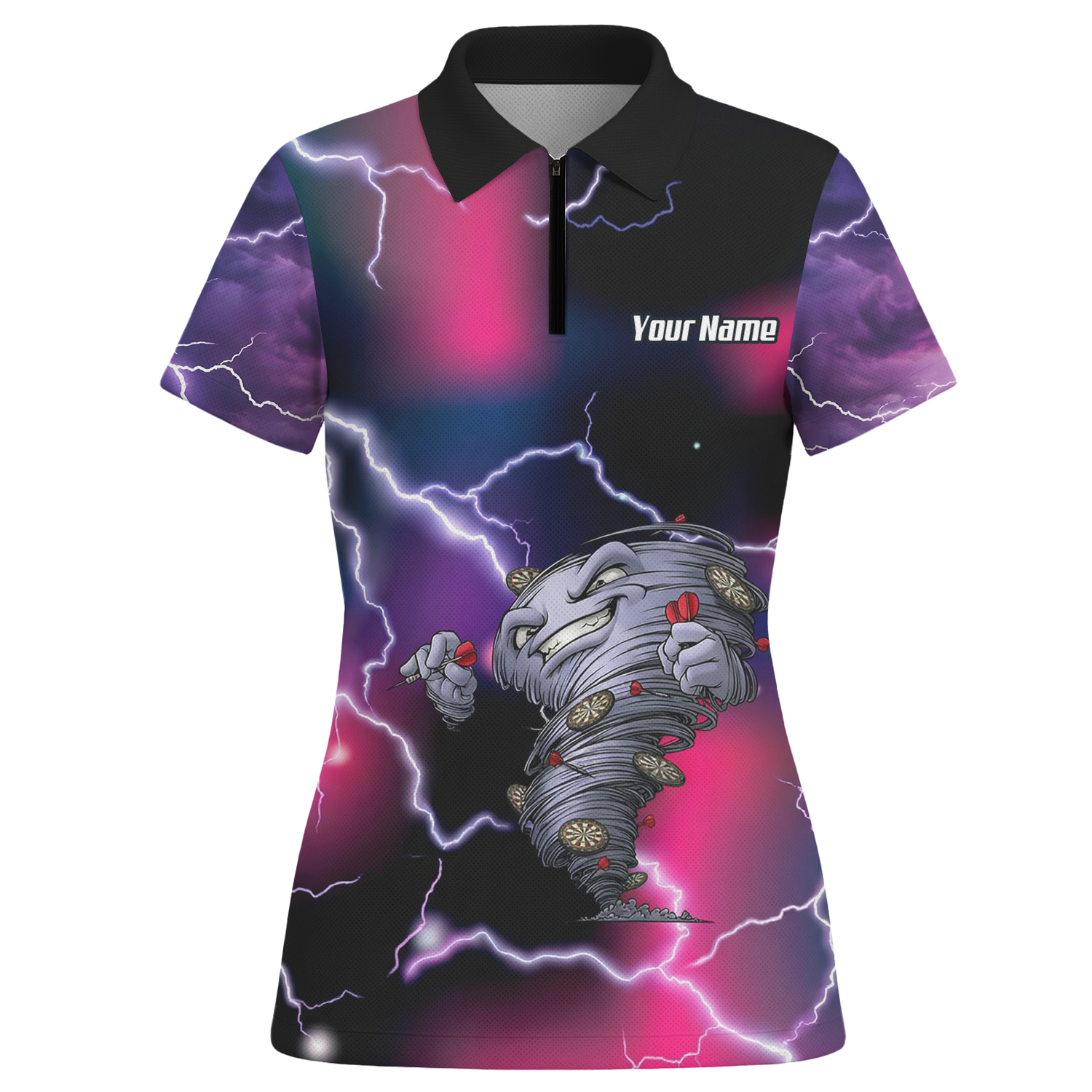 Personalised Hurricane Tornado Dart Jersey Polo and Zipper Purple Pink Lightning For Women L3159 - Polo -w Zipper Yes