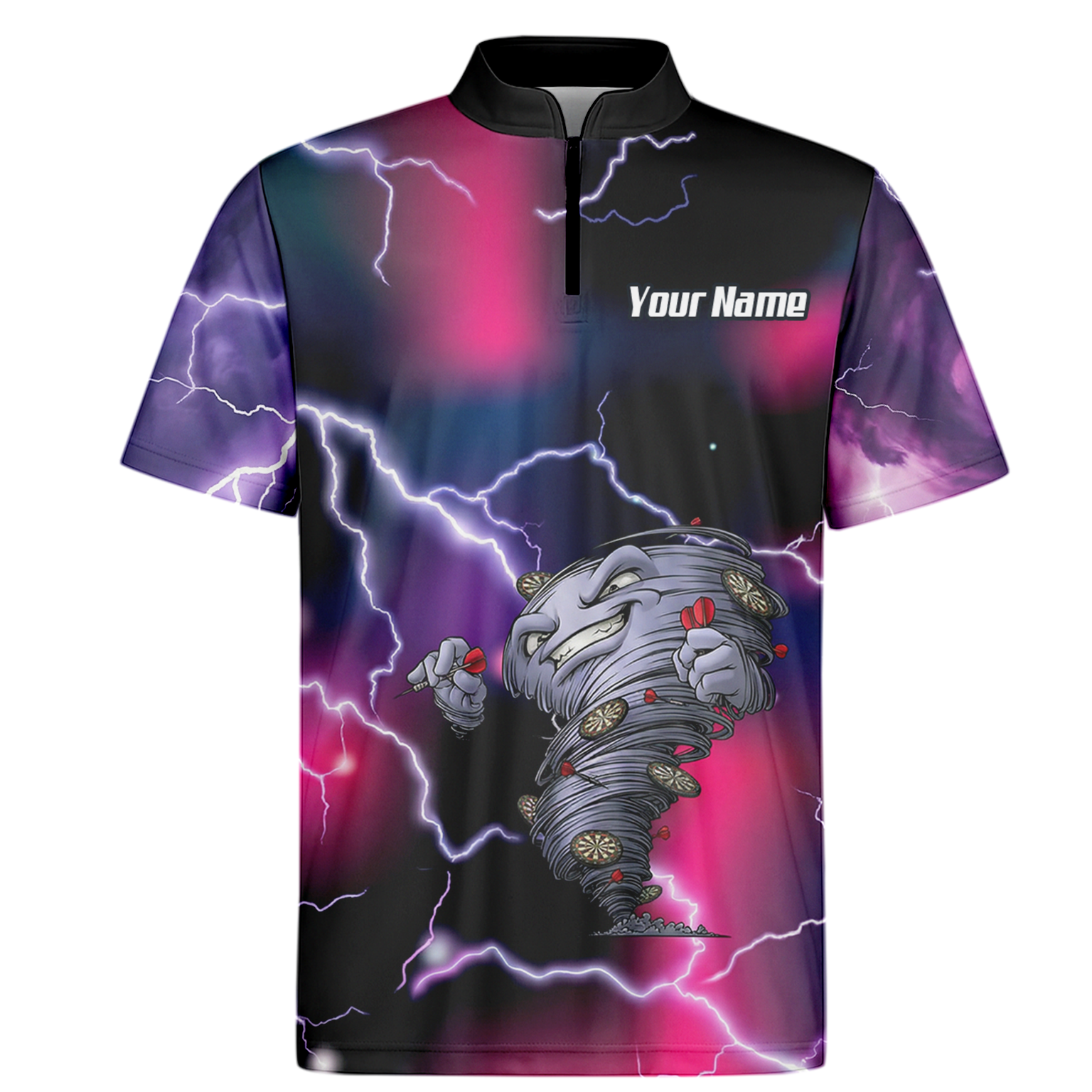 Personalised Hurricane Tornado Dart Jersey Polo and Zipper Purple Pink Lightning For Men L3159
