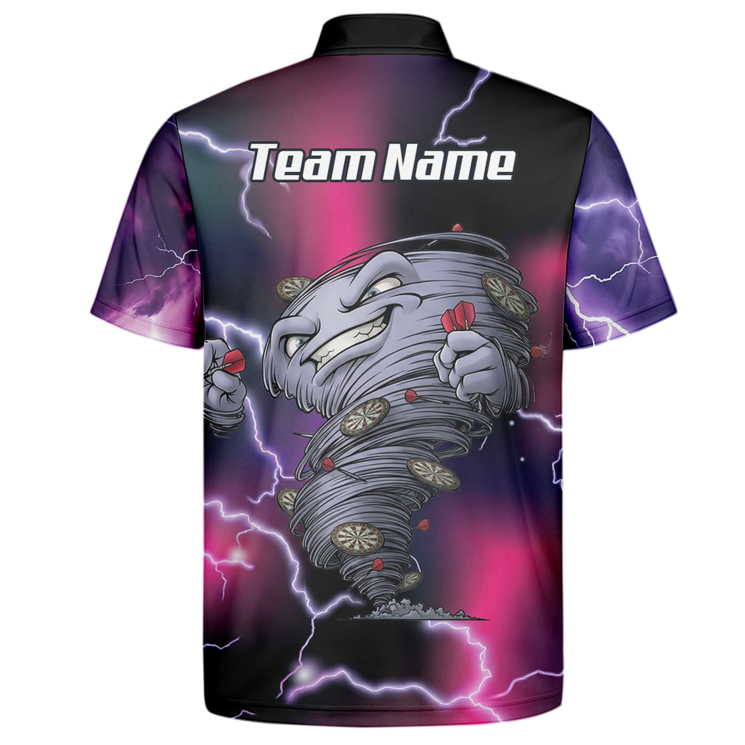Personalised Hurricane Tornado Dart Jersey Polo and Zipper Purple Pink Lightning For Men L3159