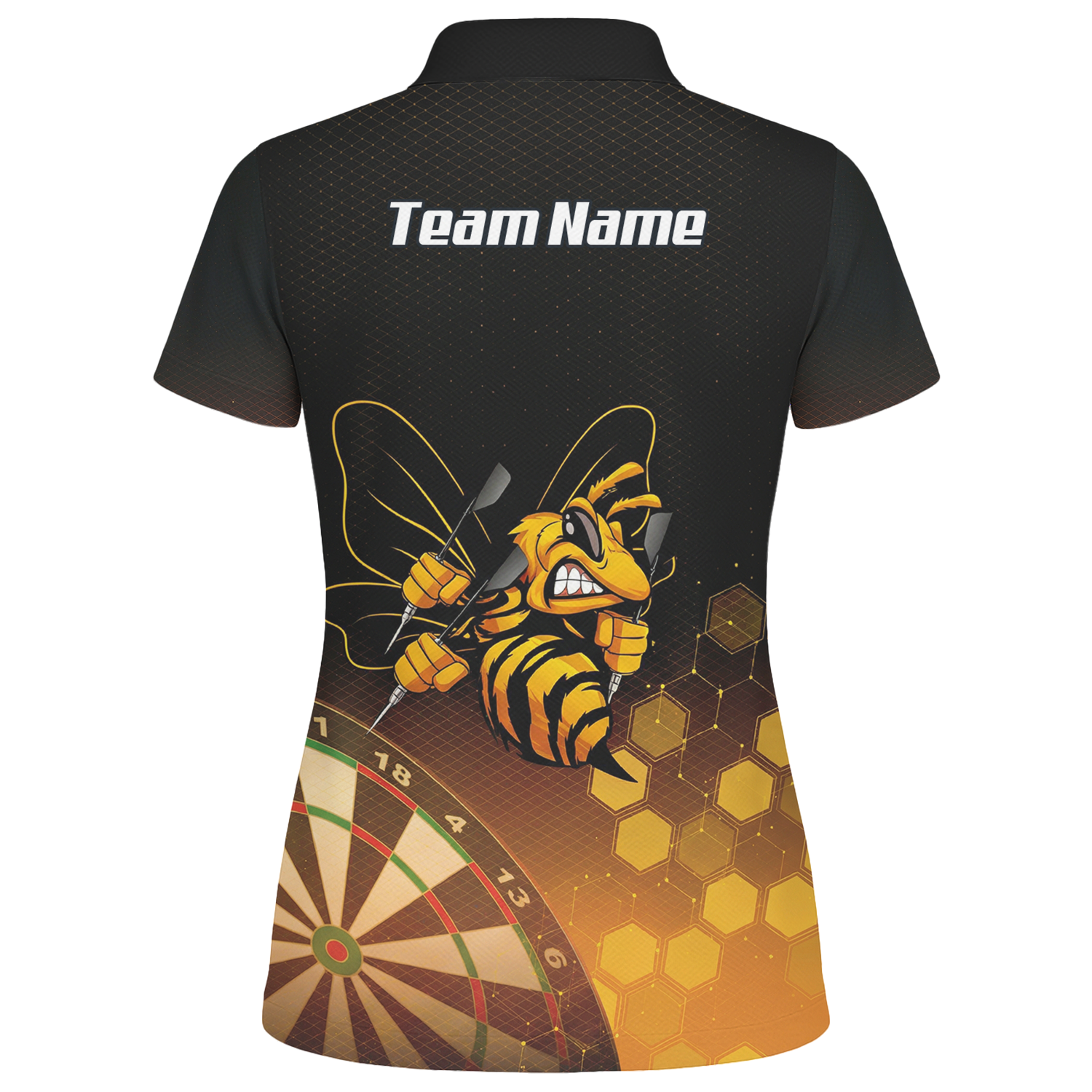 Personalised Hornet Wasp Dart Jersey Polo and Zipper Black Gold Honeycomb Custom Dart Shirt For Women L6754