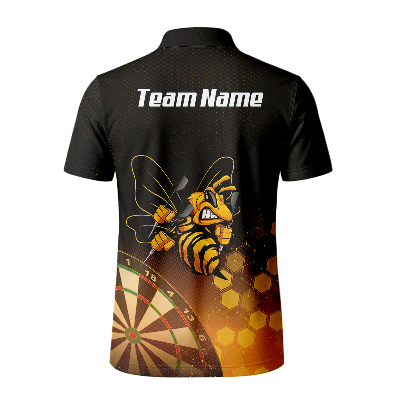 Personalised Hornet Wasp Dart Jersey Polo and Zipper Black Gold Honeycomb Custom Dart Shirt For Men L6754