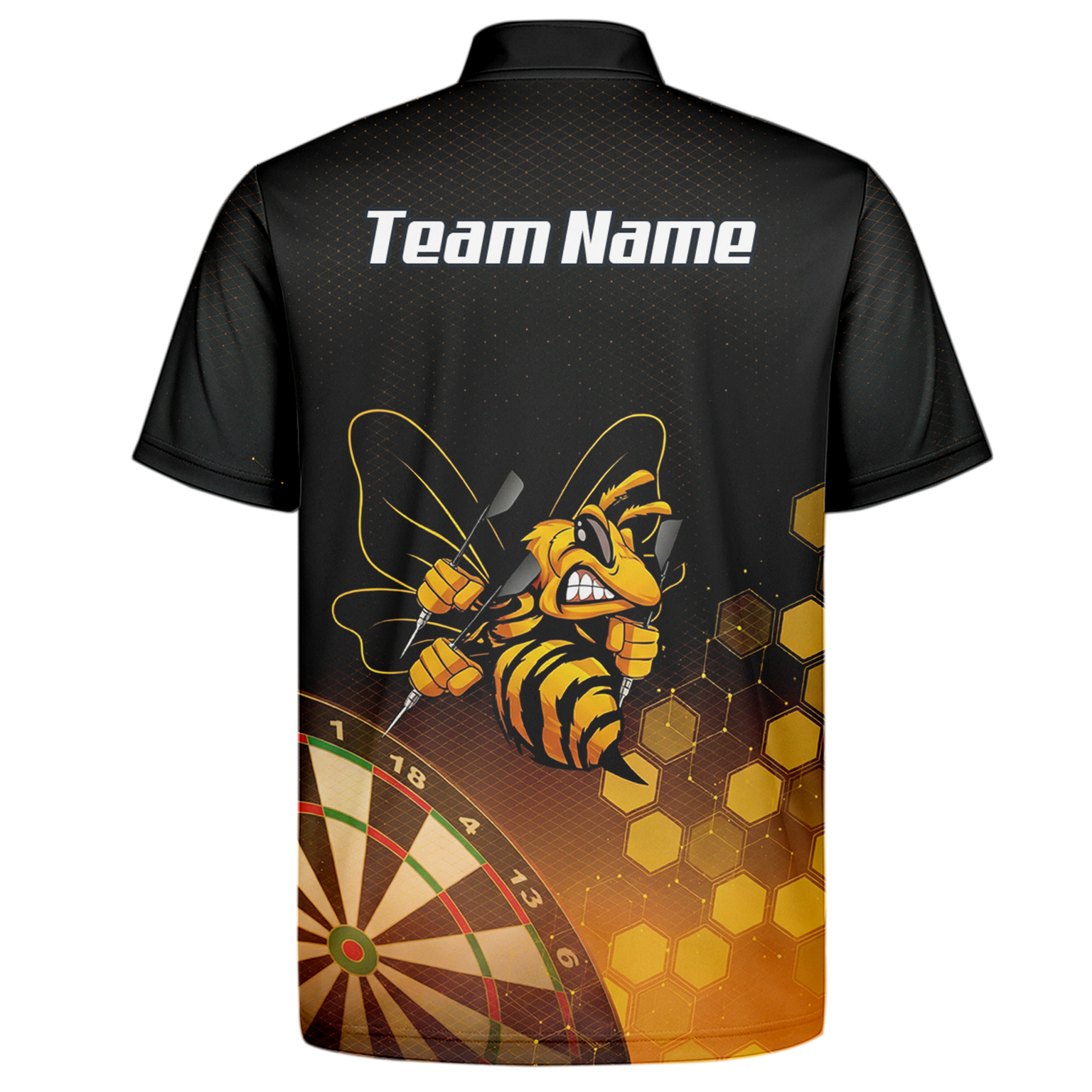 Personalised Hornet Wasp Dart Jersey Polo and Zipper Black Gold Honeycomb Custom Dart Shirt For Men L6754