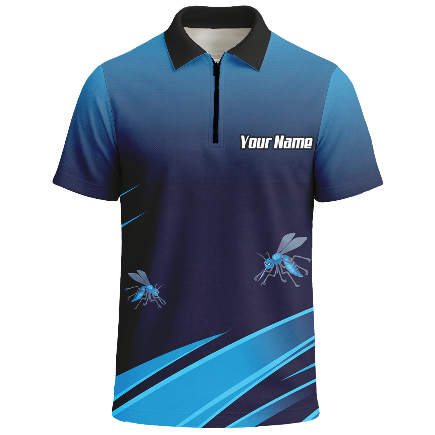 Personalised Wasp Hornet Dart Jersey Polo and Zipper Blue Navy For Men M2903