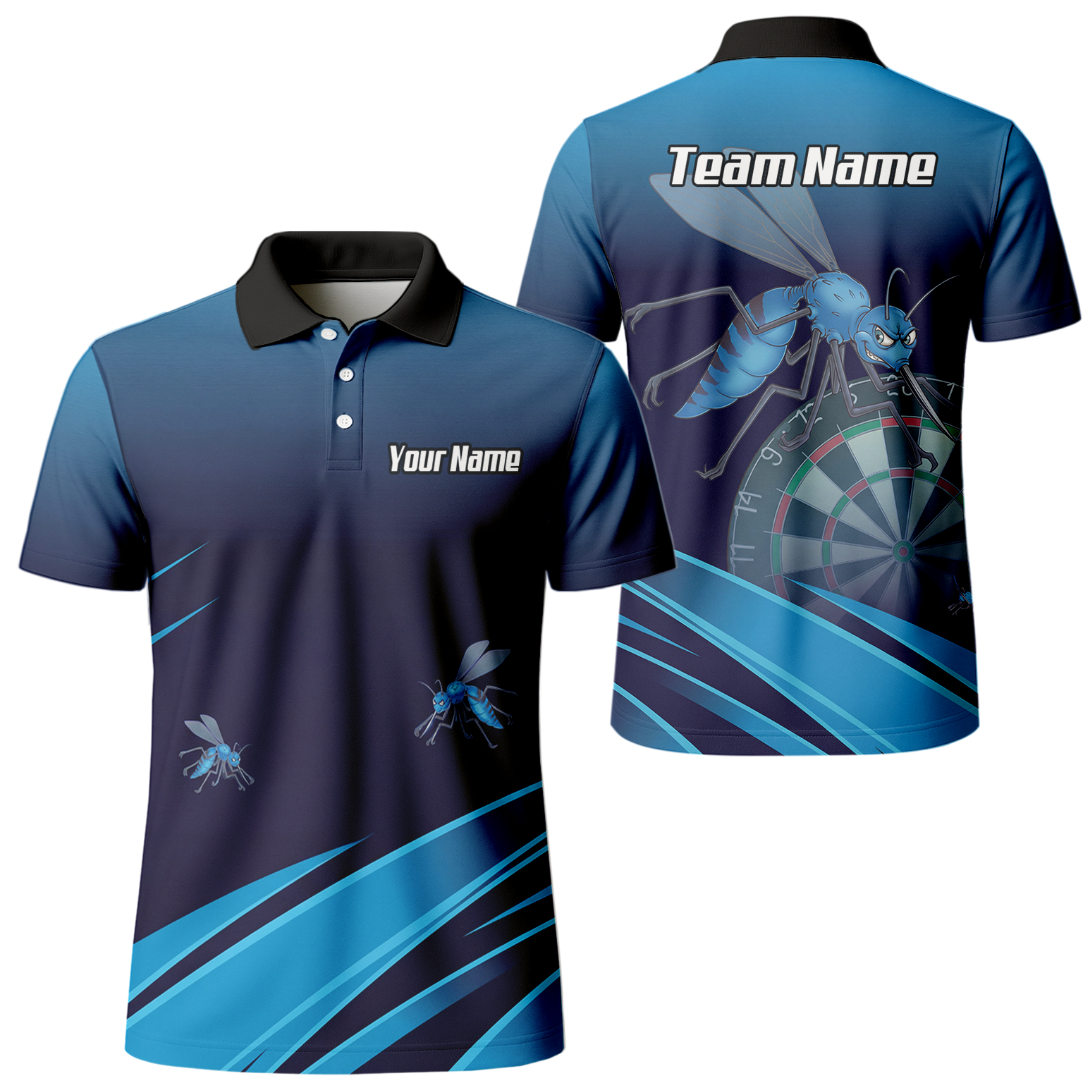 Personalised Wasp Hornet Dart Jersey Polo and Zipper Blue Navy For Men M2903