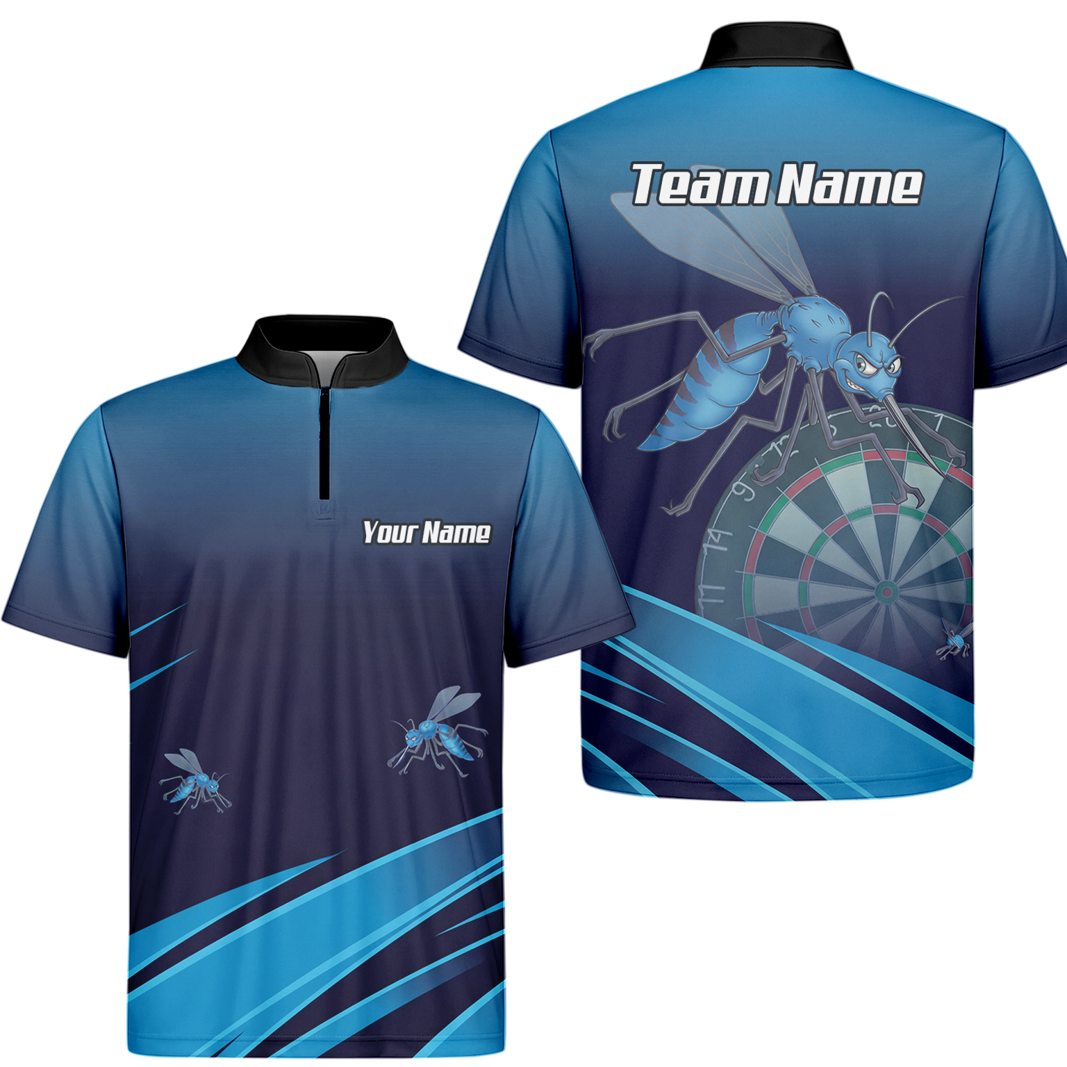Personalised Wasp Hornet Dart Jersey Polo and Zipper Blue Navy For Men M2903