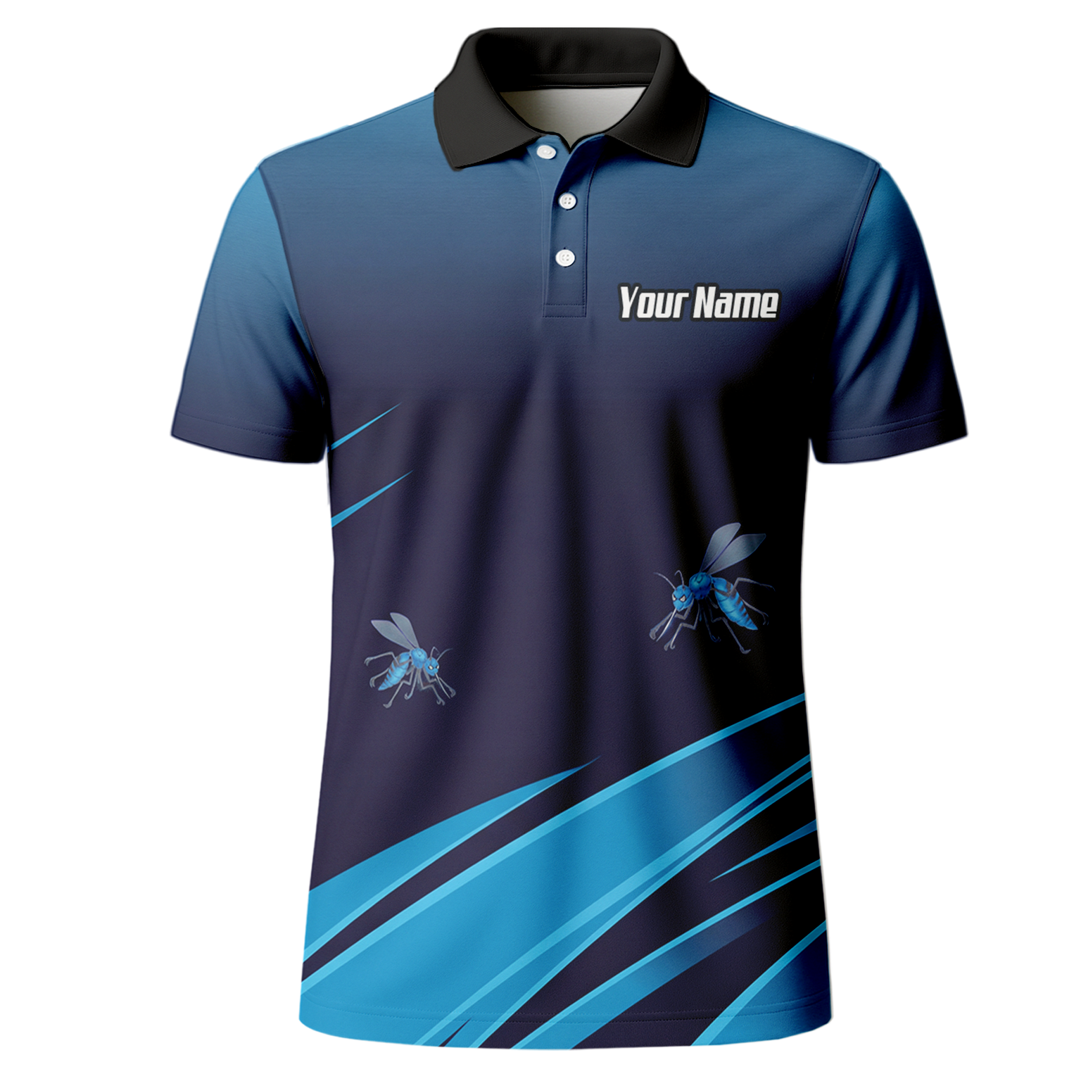 Personalised Wasp Hornet Dart Jersey Polo and Zipper Blue Navy For Men M2903
