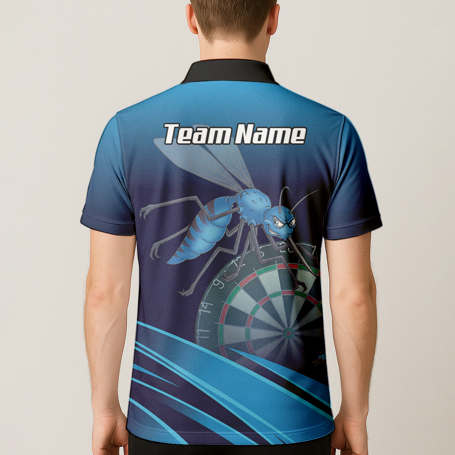 Personalised Wasp Hornet Dart Jersey Polo and Zipper Blue Navy For Men M2903
