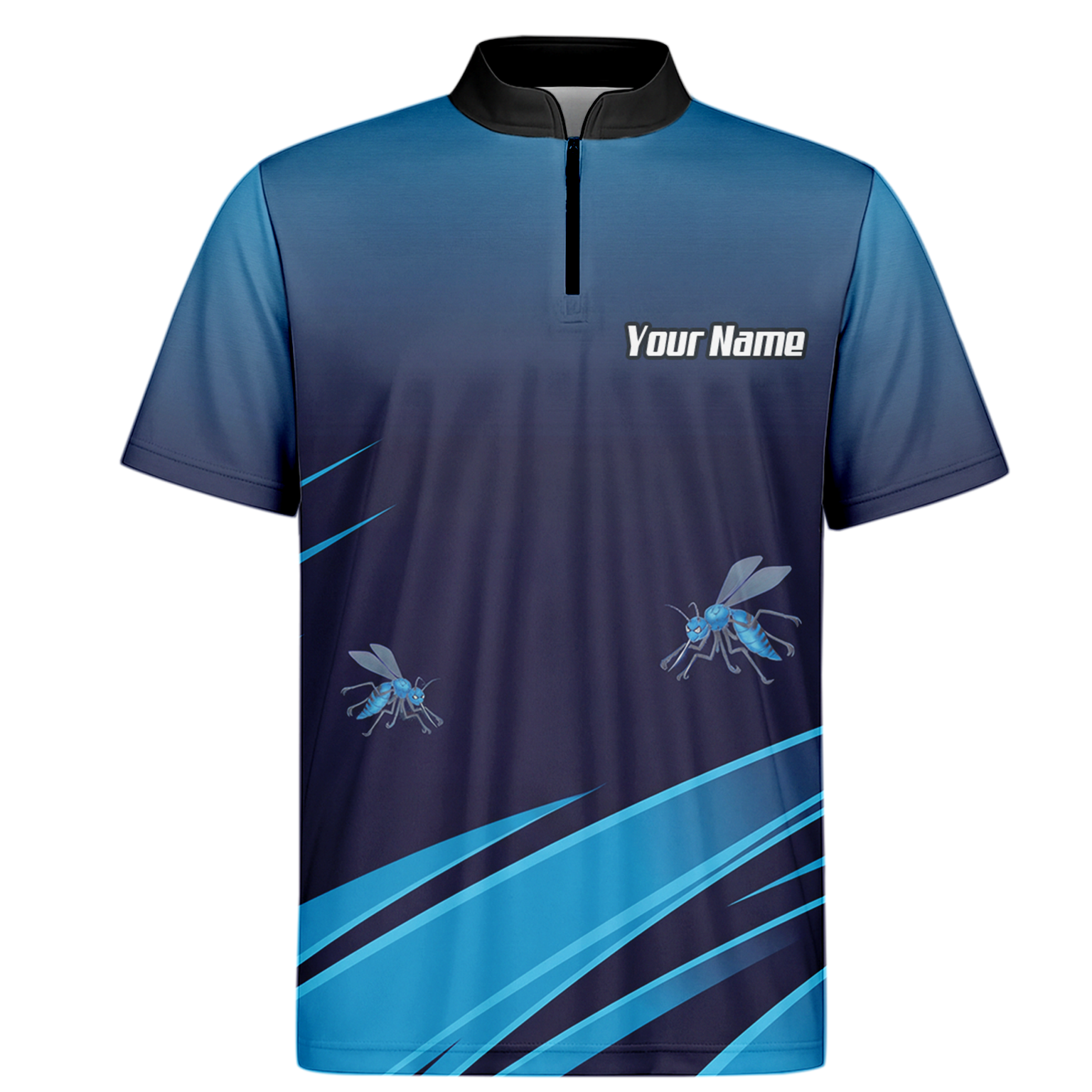 Personalised Wasp Hornet Dart Jersey Polo and Zipper Blue Navy For Men M2903