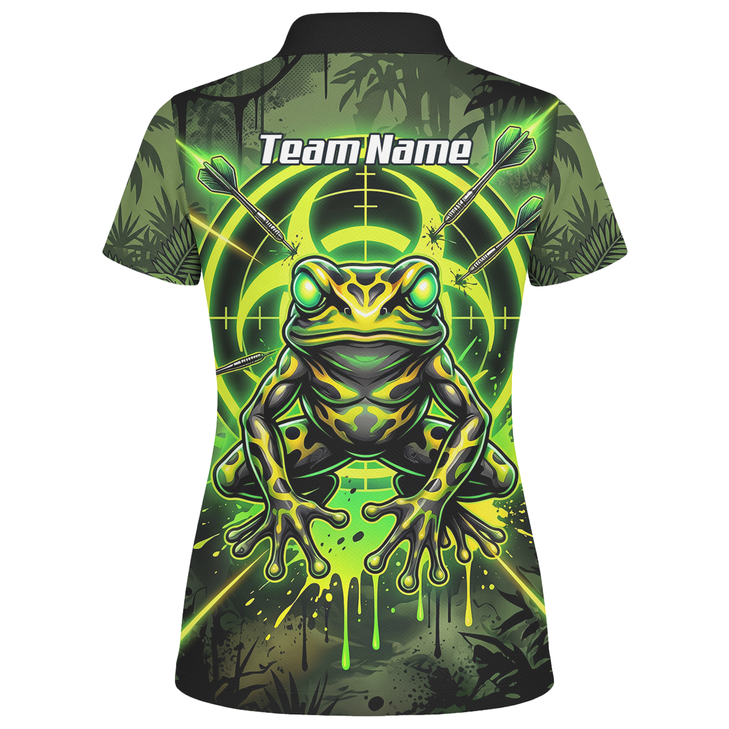 Personalised Poison Dart Frog Jersey for Women Custom Name Neon Green Black Polo Shirt N6854