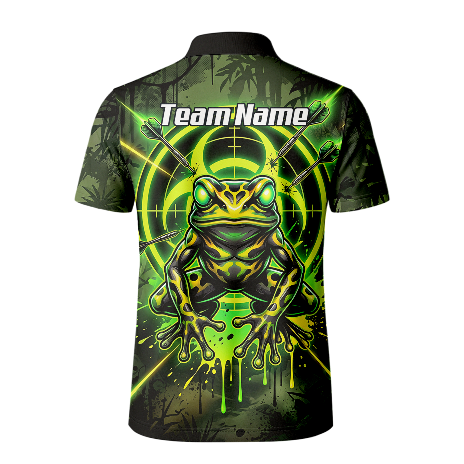 Personalised Poison Dart Frog Jersey for Men Custom Name Neon Green Black Polo Shirt N6854