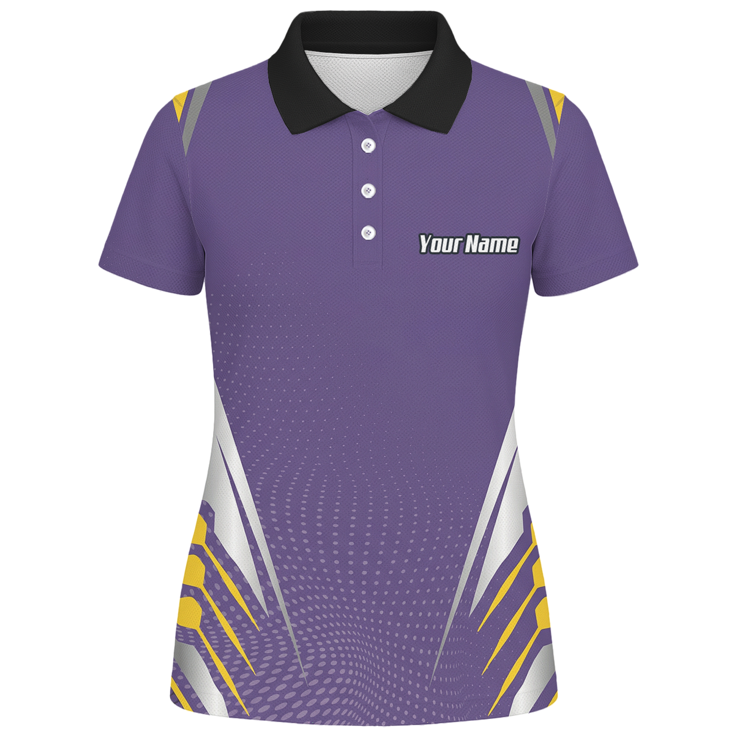 Personalised Abstract Halftone Dart Jersey Polo and Zipper Purple Yellow For Women O8070