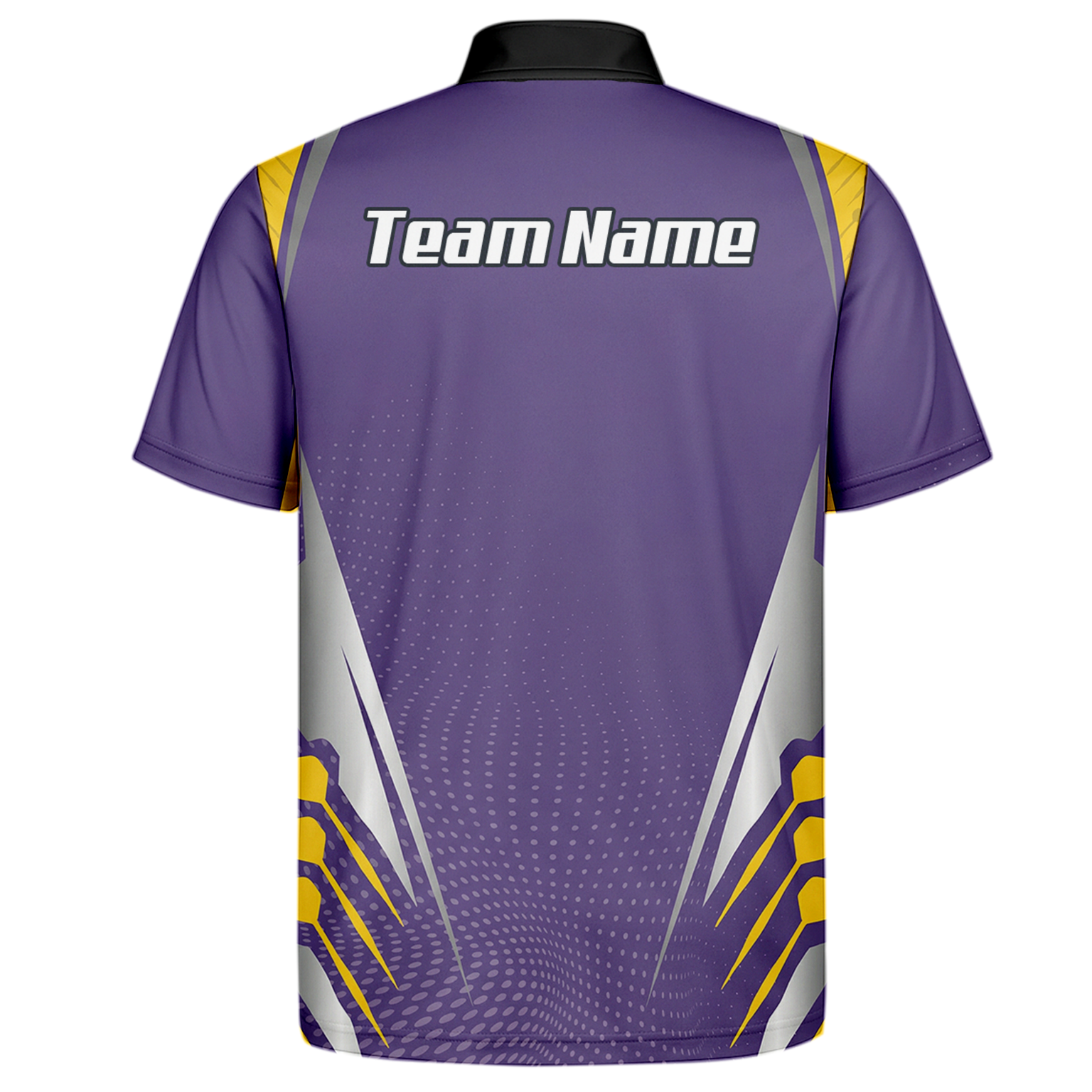Personalised Abstract Halftone Dart Jersey Polo and Zipper Purple Yellow For Men O8070