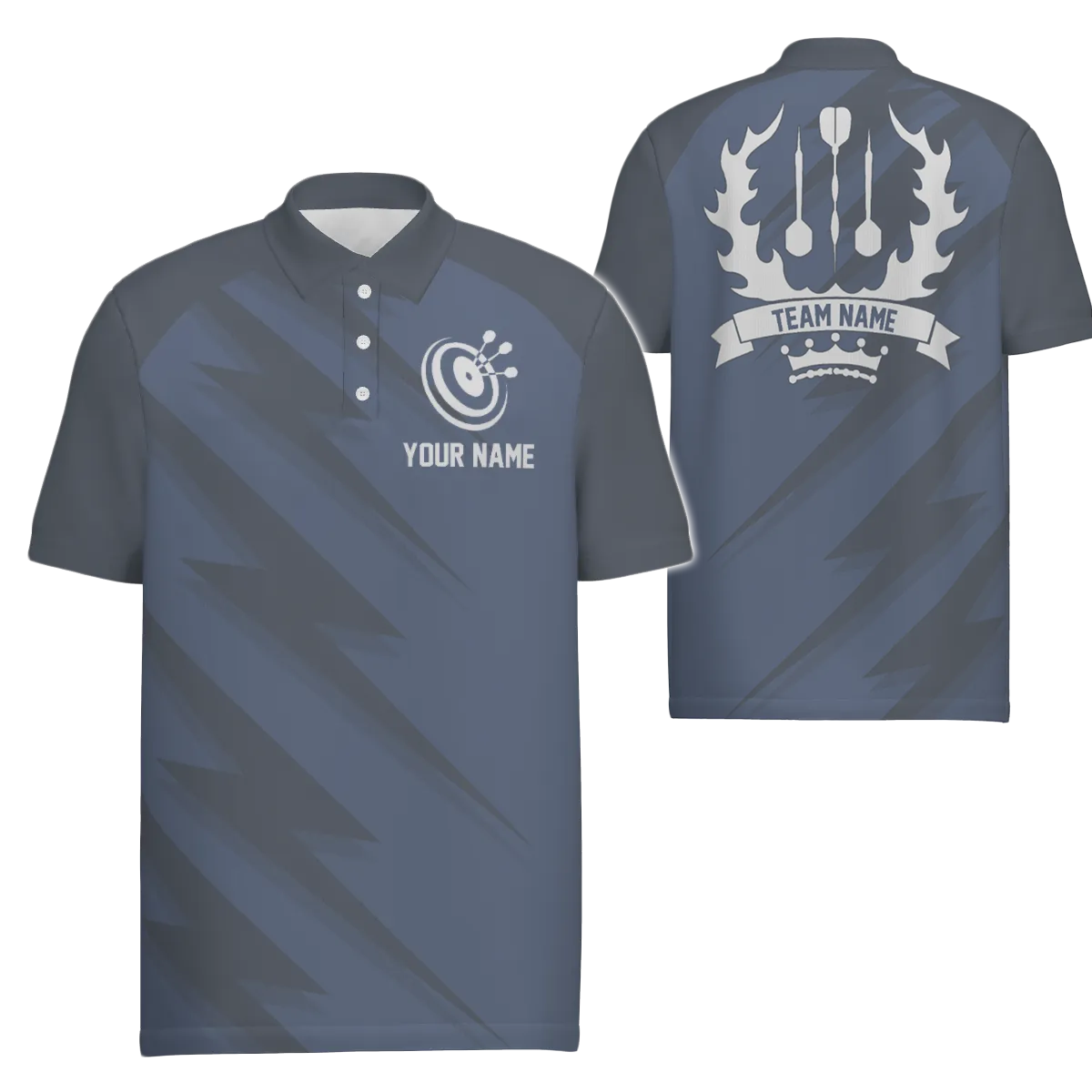 Marineblauw Lightning Basic Darts-poloshirt voor heren, Cool Dart Jersey voor heren Z369