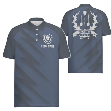 Marineblauw Lightning Basic Darts-poloshirt voor heren, Cool Dart Jersey voor heren Z369