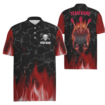 Scary Skull Darts herenpoloshirt - uniek dartshirt voor heren, coole darttruien K298