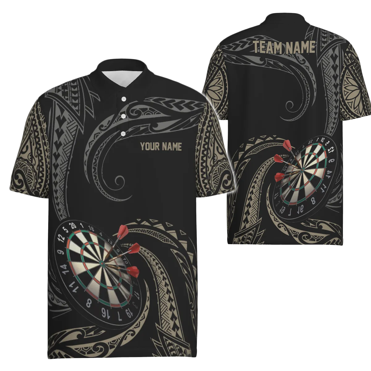 Roll Tribal Men's Darts Polo Shirt - Dart Shirt for Men - Dart Jersey K468