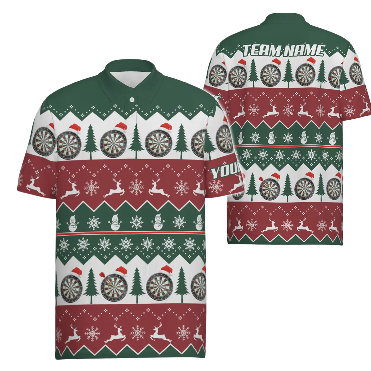 Christmas Tree Snowflake Men's Darts Polo Shirt - Christmas Darts Shirt for Men R353