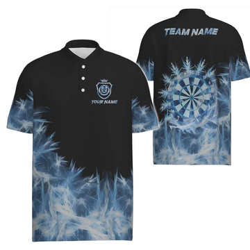 Men's Darts Polo Shirt in Ice Blue Light - Tailored Dart Shirt for Men - Darts Team Jersey g9322