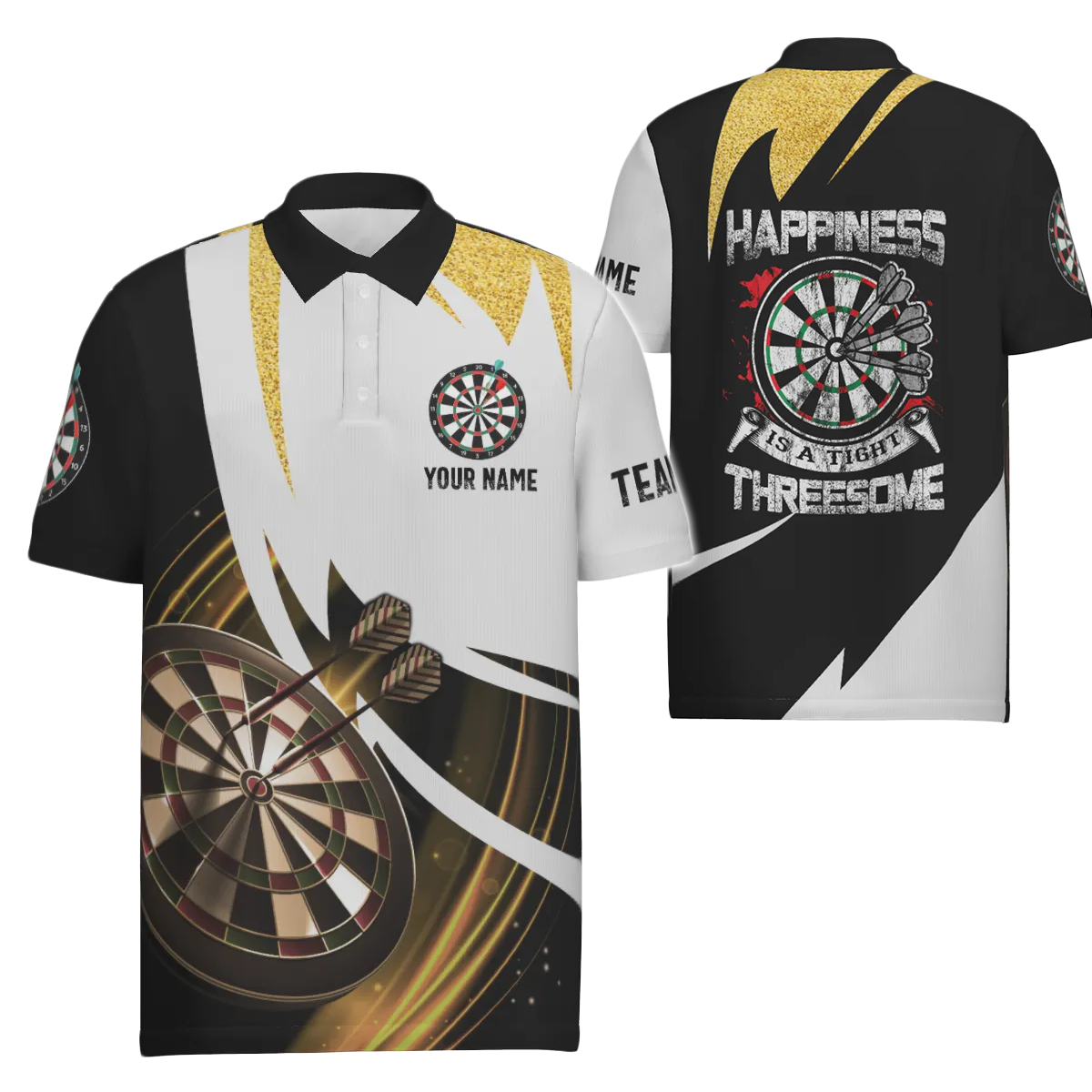 Men's Darts Polo Shirt - Luck is a Bullseye! Dart Team Jersey for Men G613