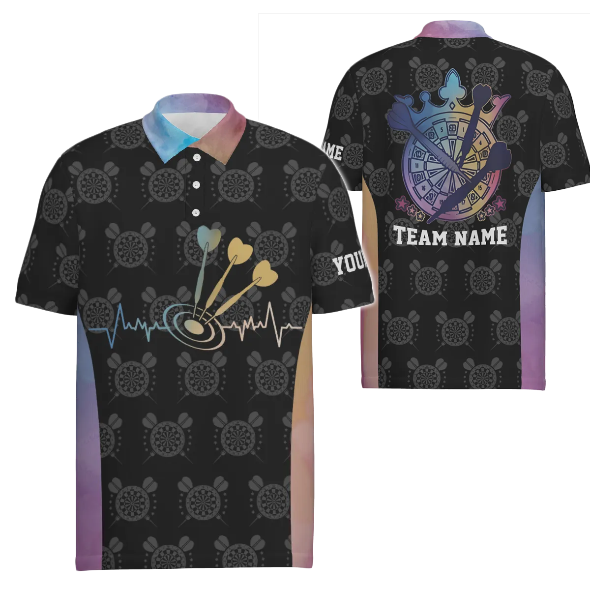 Men's Polo Shirt with Dart Heartbeat Pattern - Dart Shirt for Men - Dart Jersey Z571