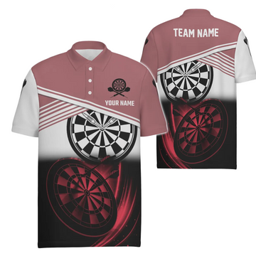 Rood en zwart heren dartpoloshirt - gepersonaliseerd cool dartsshirt voor heren - Team Jersey Q362