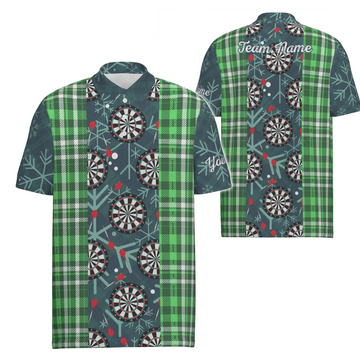 Christmas Darts Flanel geruit herenpoloshirt - Groen V292