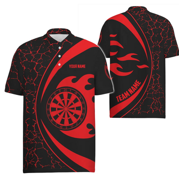 Herenpoloshirt met rood vuurvlam Dart-design - Dartshirt voor heren - Dart Team Jersey H259