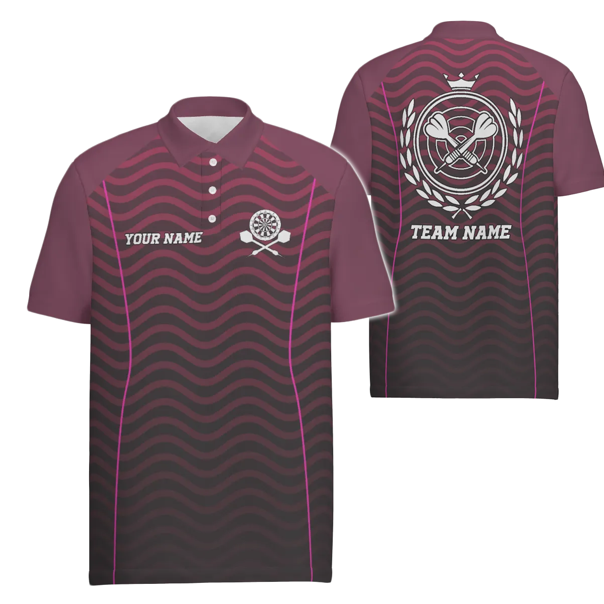 Polo Shirt with Waving Darts Design - Men's Dart Shirt - Dart Jersey W327