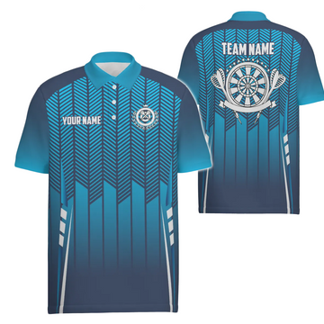 Sportief dartpoloshirt voor heren met cool blauw kleurverloop - Dartsshirt voor heren R712